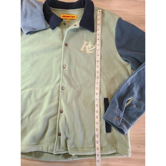 Round Two Fleece Snap Jacket M – Green Blue R2 Logo, Lightweight Pullover, NWT - Picture 8 of 9